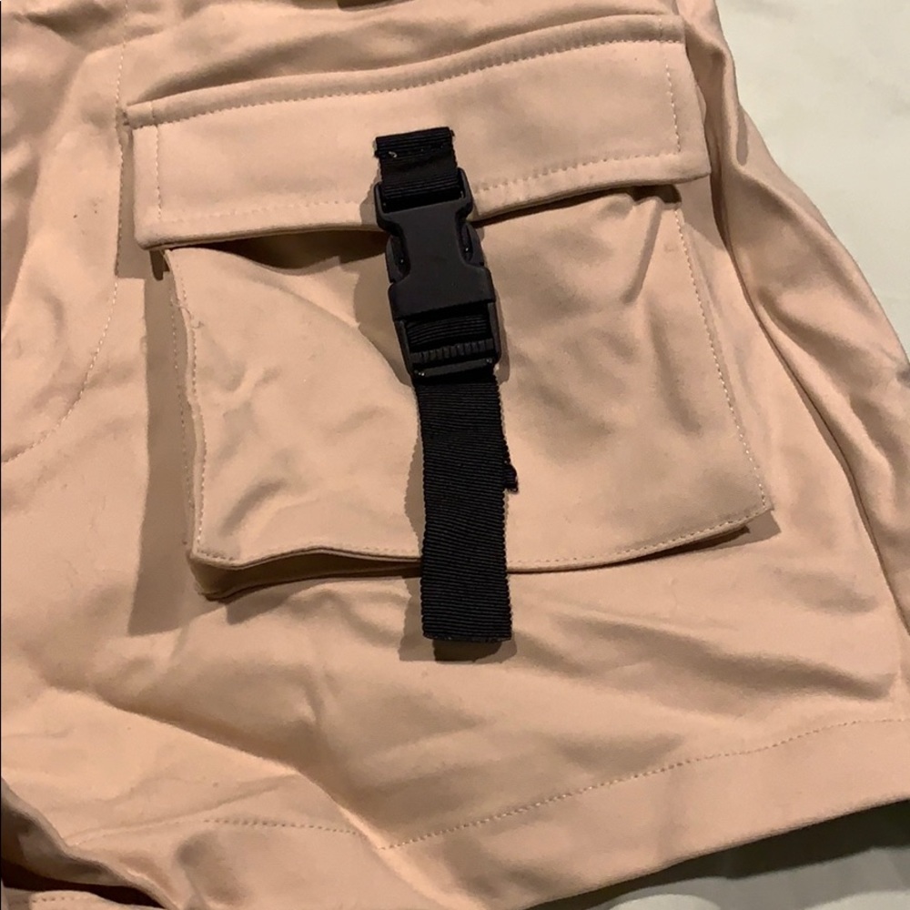 Nude black buckle shorts